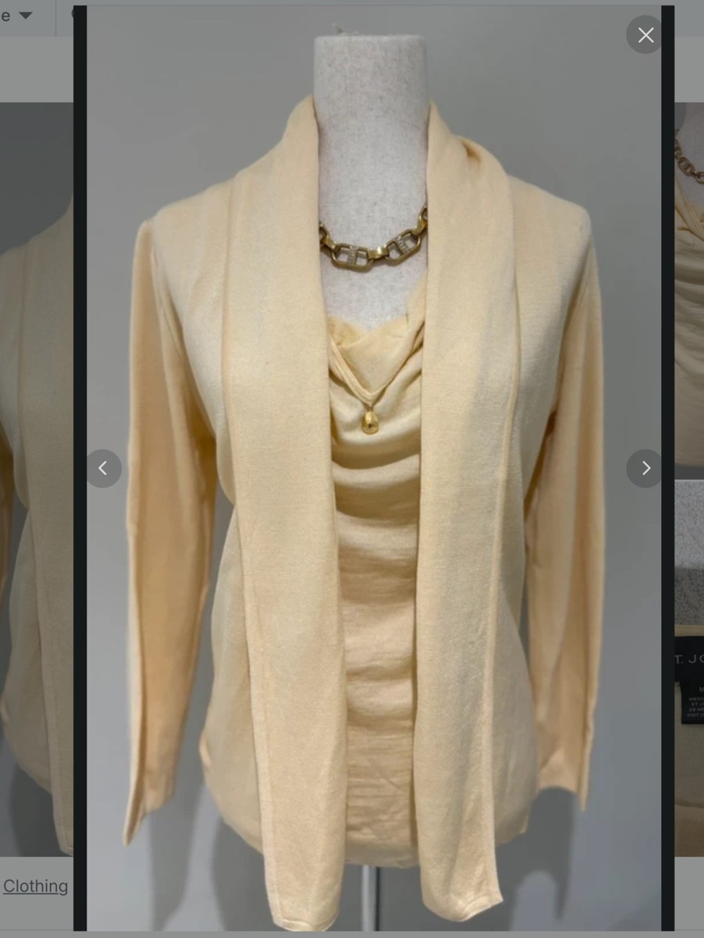 St. John Open Front Santana Knit Sweater Cardigan 6 Small cream